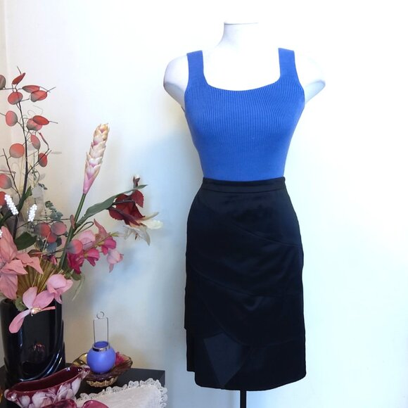 NWOT INFINITIF Women’s Black Multi Tiered Skirt Spring Fall Winter Knee Length - Picture 9 of 10